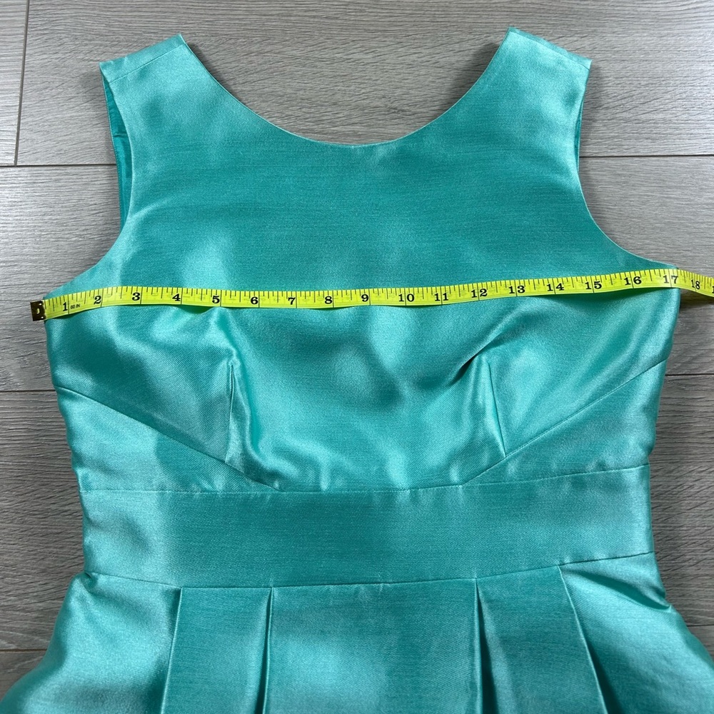 Kate Spade Bow-Embellished Open Back Teal Mini Holiday Party Dress - Picture 13 of 14
